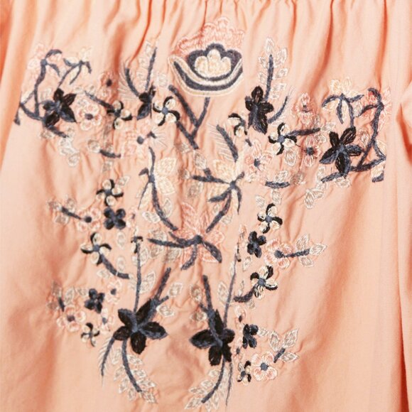 Free People Fleur Du Jour Off-The-Shoulder Pink Floral Embroidered Dress S $148 - Picture 8 of 15